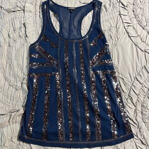 Express navy and silver sequin tank top